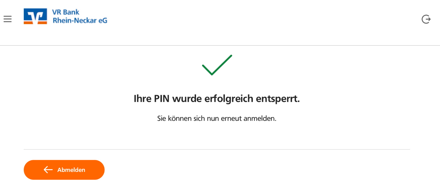Pin entsperrt